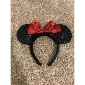 Authentic Walt Disney World Disney Parks Black And Red Sequin Minnie Mouse Ears